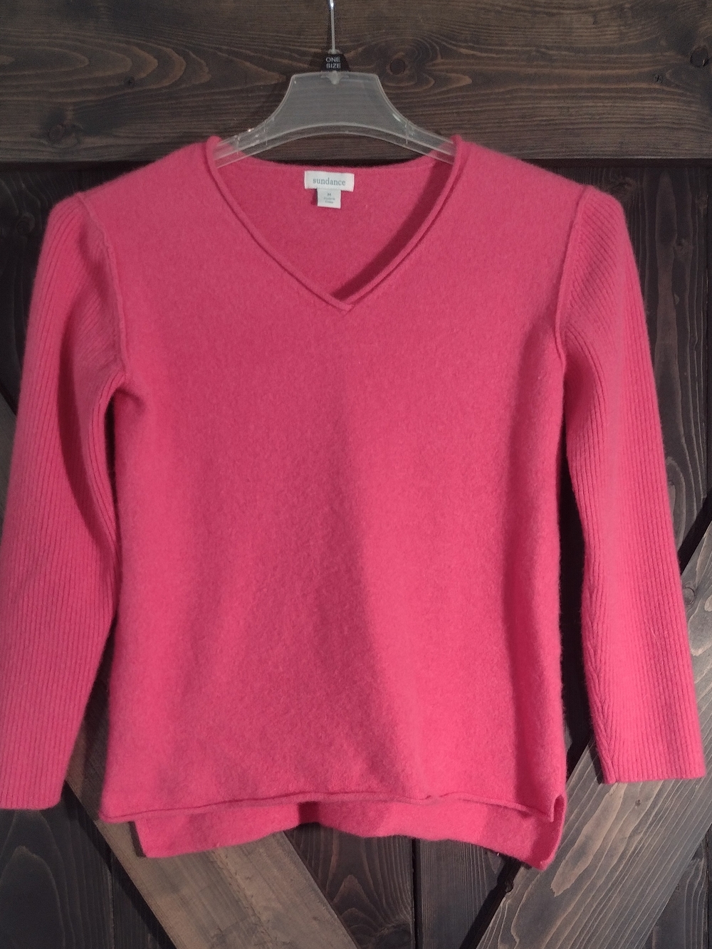 Sundance Women's 100% Cashmere Pink Sweater V-neck